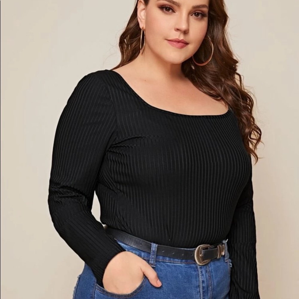 Black long sleeve square neck